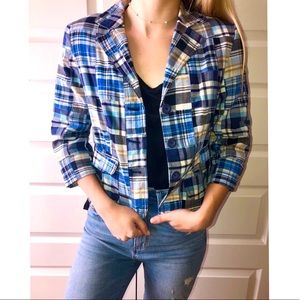 LOFT blue patchwork blazer. Size 4.